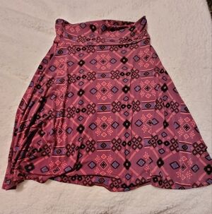 LuLaRoe A-Line Skirt with Pink and Black Geometric Design